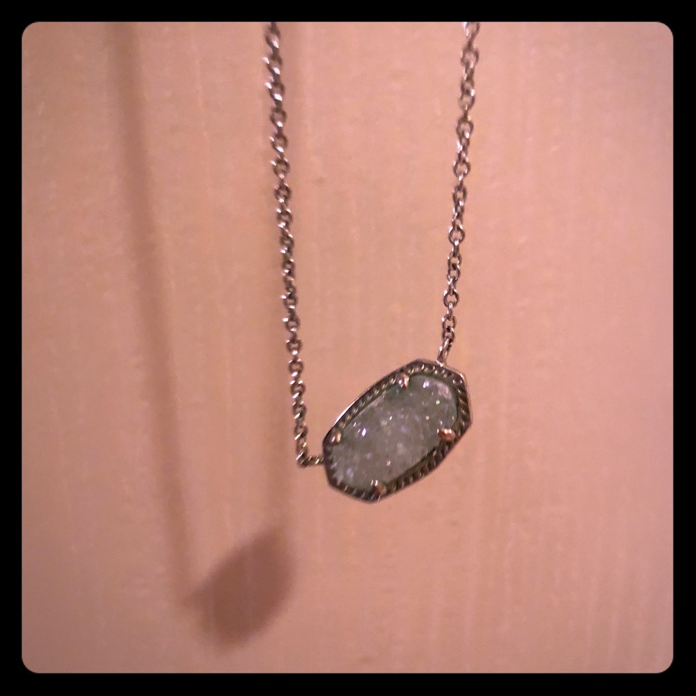Elisa Silver Pendant Necklace In Iridescent Drusy